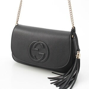Gucci Tassel Soho Leather Chain Black Bag Shoulder